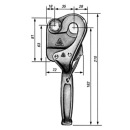 Chiusura a pendolo destra 210 mm, chiusura a molla, piastra di saldatura corta