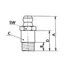 Ingrassatore conico 180 ° H1 lungo M8 x 1.0 SW 9 lungo 29 mm