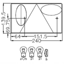 GEKA, freccia sinistra, freno, coda, retronebbia, luce targa